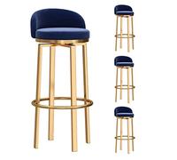 Mid Century Modern Velvet Counter Height Bar Stools Set of 4 Swivel Design with Sturdy Legs & Low Back Stylish Blue Bar Chairs for Kitchen Island & Dining Room