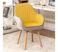 Mid-Century Modern Velvet Desk Chair Upholstered Swivel Dining Chair Stylish Wooden Office Chair Comfortable Accent Chair for Vanity and Home Decor