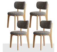 Mid Century Modern Velvet Dining Chairs Set of 4 Thick Flannel Fabric Cushioned Seat No Armrests Stylish Wood Dining Chairs for Kitchen & Dining Room Gray