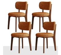 Mid Century Modern Velvet Dining Chairs Set of 4 Thick Flannel Fabric No Armrests Comfortable Integrated Cushion Walnut & Red Perfect for Kitchen & Dining Room