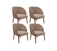 Mid-Century Modern Velvet Swivel Armchair Covers - Stretch Slipcovers for Dining Living Room Home Vanity - 4PCS Curved Back Accent Chair Protector