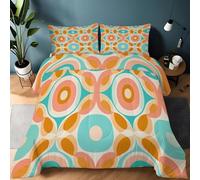 Mid Century Modern Vintage Geometric Double Duvet, Multicolored Lightweight Comforter Soft Breathable Quilt Reversible Bedding - Washable All Season Duvet 200 x 220 cm for Boys Girls Teenagers Adults
