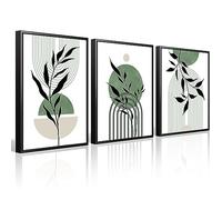 Mid Century Modern Wall Art Set of 3 Sage Green Canvas Wall Art Boho Prints Green Wall Decor Black Beige Abstract Wall Art Picture Mid Century Painting for Living Room Bedroom 16x24 Inch UNFRAMED