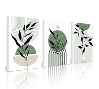 Mid Century Modern Wall Art Set of 3 Sage Green Canvas Wall Art Boho Prints Green Wall Decor Black Beige Abstract Wall Art Picture Mid Century Painting for Living Room Bedroom 12x16 Inch Ready to Hang