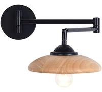 Mid Century Modern Wall Sconce Black Adjustable Swinging Arm Reading Light Vintage Wood Wall Lamps for Bedroom Bedside Farmhouse E26/E27 Sockets