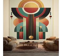 Mid Century Modern Wallpaper for Bedroom Living Room Decor, Abstract Geometric Art Wall Mural Home Accessories, Waterproof Wall Paper 350 x 256 cm F-BK151