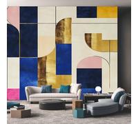 Mid Century Modern Wallpaper, Geometric Wallpaper for Living Room, Bedroom, Non-Woven Decor Wall Paper, Photo Dining Room, Hallway, Lounge, Mural Large 3D Home Decor 450 x 315 cm 25plo303