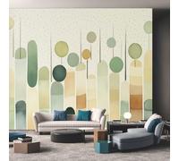 Mid-Century Modern Wallpaper, Watercolor Geometric Wallpaper for Living Room, Bedroom, Non-Woven Decor Wall Paper, Photo Dining Room, Hallway, Lounge, Mural Large 3D Home Decor 350 x 256 cm BV