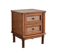Mid Century Modern Walnut Nightstand with 2 Drawers, ge Wood End Table for Bedroom & Living Room, Stylish Console Table (45cm/17.7in)