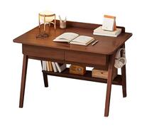 Mid-Century Modern Walnut Sit-Stand Desk for Home Office - Ergonomic Workstation with 2 Drawers & Shelves Adjustable Height Computer Desk Stylish & Functional