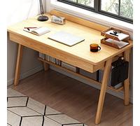 Mid Century Modern Walnut Writing Desk for Home Office 39 Inch Computer Workstation with 2 Drawers & Storage Shelves Stylish Oak Finish Furniture