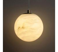 Mid Century Modern White Alabaster Marble Pendant Light for Kitchen Island Nordic Style Glass Hanging Ceiling Lamp Elegant Natural Stone Fixture for Dining Table