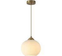 Mid Century Modern White Oval Glass Pendant Light - Rdic -Light Brushed Brass Fixture for Dining Room, Kitchen Island, Mini Globe Hanging Lighting Decor Gold-c