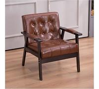 Mid-Century Modern Wingback Armchair, Upholstered Leather, Stylish Reading Chair for Living Room and Reception Area, Button Detail