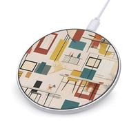 Mid Century Modern Wireless Charger, 10W Qi-Certified Fast Wireless Charging Pad with USB Cable & LED Indicator Fashion Charger Mat Portable Charging Station for All Qi-Enabled Phones