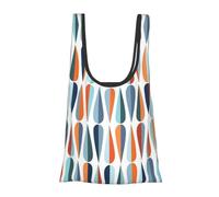 Mid Century Modern with Drop Shapes Print Foldable Reusable Grocery Bag Lightweight Shopping Tote for Groceries Travel Beach Eco-Friendly Compact Adventure Tote