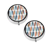 Mid Century Modern with Drop Shapes Print Pill Box 3 Compartment Medicine Pill Case,Portable for Pocket Or Purse Pill Organizer Decorative Metal Medicine Vitamin Organizer Unique Gift