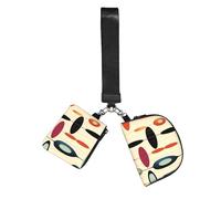 Mid Century Modern with Drop Shapes Wristlet Keychain Wallet Pouch with Strap Double Zipper Small Coin Purse Portable Wrist Bag for Travel Gym Daily Use