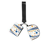 Mid Century Modern with Drop Shapes Wristlet Keychain Wallet Pouch with Strap Double Zipper Small Coin Purse Portable Wrist Bag for Travel Gym Daily Use