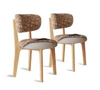 Mid Century Modern Wood Dining Chairs Set of 2 Removable SeatCovers Stylish Fabric Upholstered Dining Chairs for Kitchen & Living Room Durable Wood Legs