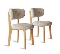 Mid Century Modern Wood Dining Chairs Set of 2 RemovableCovers Elegant Fabric Upholstered Seats Perfect for Kitchen & Living Room Light Beige Wood Legs