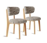 Mid Century Modern Wood Dining Chairs Set of 2Stylish Fabric s Removable Seat CoversIdeal for Kitchen & Living Room Comfortable Gray Upholstered Seating