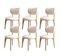 Mid Century Modern Wooden Dining Chairs Set of 2/4/6 PU Leather Cushioned Seats Solid Wood Frame Ideal for Kitchen Dining Room Bedroom Living Room Study Room (6 pcs Wood+White)