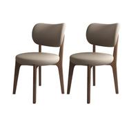 Mid Century Modern Wooden Dining Chairs Set of 2/4/6 PU Leather Upholstered Comfortable Round Cushion Perfect for Kitchen Dining Room Living Room Bedroom and Study (Dark Walnut Finish)