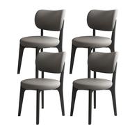 Mid Century Modern Wooden Dining Chairs Set of 2/4/6 PU Leather Upholstered with Round Cushion Stylish for Kitchen Dining Room Living Room Bedroom and Study (Black & Dark Gray)
