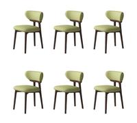 Mid Century Modern Wooden Dining Chairs Set of 2/4/6 - Upholstered, Comfortable Backrest, Easy Care, Ideal for Kitchen & Living Room, Dark Walnut + Green, 6 Pieces