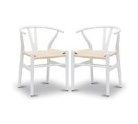 Mid-Century Modern Y Chair Set, Solid Wood Wishbone Dining Chairs with Hemp Seat, Armrest Design for Stylish Home Furniture