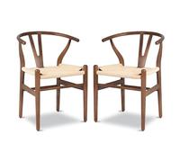 Mid-Century Modern Y Chair Set, Solid Wood Wishbone Dining Chairs with Hemp Seat, Armrest Design for Stylish Home Furniture