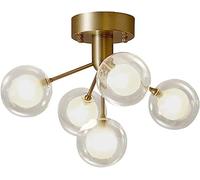 Mid Century Molecule Magic Bean Ceiling Lamp Semi Flush Mount Chandelier Antique Brass Light Fixture Ceiling Light for Bedroom Living Room Farmhouse