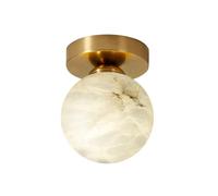 Mid Century Natural Alabaster Ceiling Lamp, Modern Gold Semi Flush Mount Ceiling Light Fixtures, Marble Ceiling Lighting White Stone Ceiling Lamps for Bedroom Living Room Hallway Entryway, JYLSSKUK