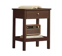 Mid-Century Nightstand with Drawers and Open Shelf - Versatile Side Table for Bedroom, Living Room, Hallway, Walnut Finish
