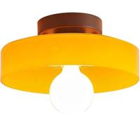 Mid Century Orange Glass Ceiling Lamp Nordic Modern Semi Flush Mount Light with Milk Globe for Hallway Bedroom