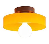 Mid Century Orange Glass Semi Flush Mount Ceiling Light with Milk Globe Nordic Green Hallway Lighting Fixtures Round Bedside Wall Mount Lamp for Bedroom Cloakroom Stairway