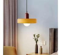Mid Century Pendant Light - Cream Glass & Iron Shade Adjustable Height Waterproof Design for Bedroom Kitchen Living Room & Hallway - Stylish Lighting Fixture S-2485