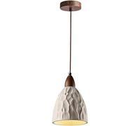 Mid Century Pendant Light Wood Concrete Dome Pendant Lamp Rustic Farmhouse Industrial Hanging Ceiling Chandelier Vintage Gray Cement Lighting Fixture for Kitchen Island Bedroom Cafe Bar