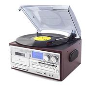 Mid Century Record Player, three-speed vinyl record player, Turntable, Retro Record Player, CD player, radio, Belt Drive, USB/SD, Remote, Cassette Slot, Digitizing Function, can be operated by remote