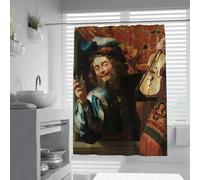 Mid-Century Renaissance Shower Curtain the Merry Fiddler Famous Painting Printing Bathtub Curtains for Bathroom Decoration Waterproof 180 x 200 cm