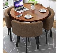 Mid Century Round Dining Table Set for 4 - Stylish Conference Room & Home Office Negotiation Table with 4 Chairs - Ideal Living Room & Farmhouse Centerpiece