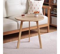 Mid-Century Round Side Table, Solid Wood Coffee Table, Multifunctional Decorative End Table for Living Room, Bedroom, Balcony,