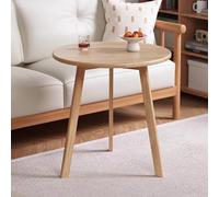 Mid-Century Round Side Table, Solid Wood Coffee Table, Multifunctional Decorative End Table for Living Room, Bedroom, Balcony,