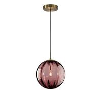 Mid Century Smoke Gray Glass Globe Pendant Light - Vintage 1-Light Chaner for Kitchen Island & Home Decor(7.9"-Burgundy) (7.9"Burgundy)