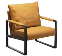 Mid-Century Sofa Chair - 110° Reclined Leather Accent with Carbon Steel Base for Living Room and Office
