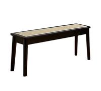 Mid Century Solid Wood Dining Bench with Rattan Woven TopStylishSeating for Dining Room Entryway100cm/39.3in Black Finish