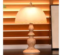 Mid Century Table Lamp for Office Reading LED Desk Lamp USB ed Wood Grain Milk Glass Table Lamp Vintage Farmhouse Bedside Nightstand Lamp for Living Room Kids Bedroom Home