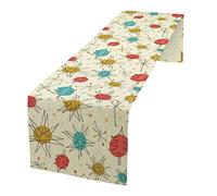 Mid Century Table Runners, Vintage 1950s Atomic Stars Abstract Geometric Shapes Table Runners Dresser Scarves Table Setting Decor for Living Room Kitchen Dinner Home 13x60in
