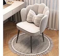 Mid-Century Velvet Office Chair with Backrest Comfy Makeup Stool for Girls Soft Cushioned Dressing Stool Stylish Petal Accent Chair for Bedroom & Home Office